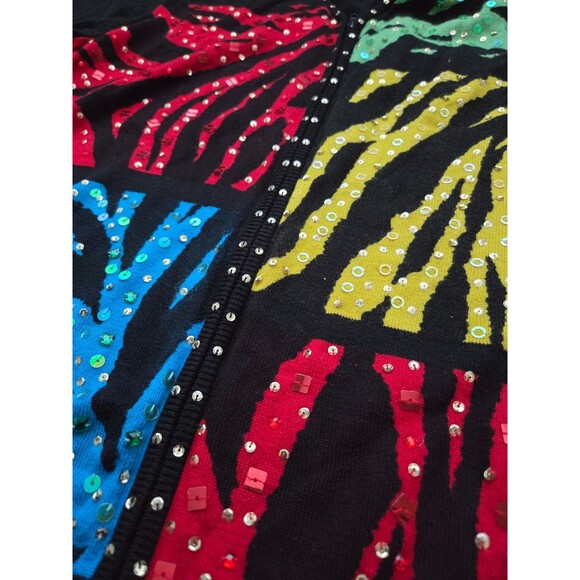 Vintage Jack B. Quick Women's Sweater Cardigan Long Sleeve Sequin Black Size XL - Picture 6 of 7